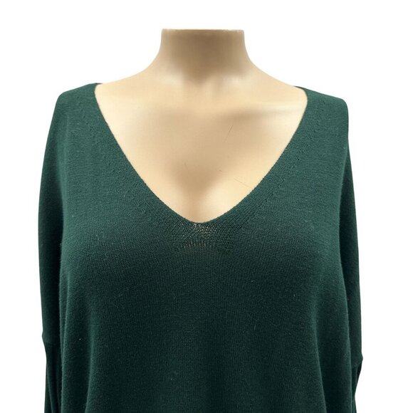 Adrianna Papell Knit V-Neck Long Sleeve Tunic Oversize Sweater Green Womens S - Picture 9 of 10